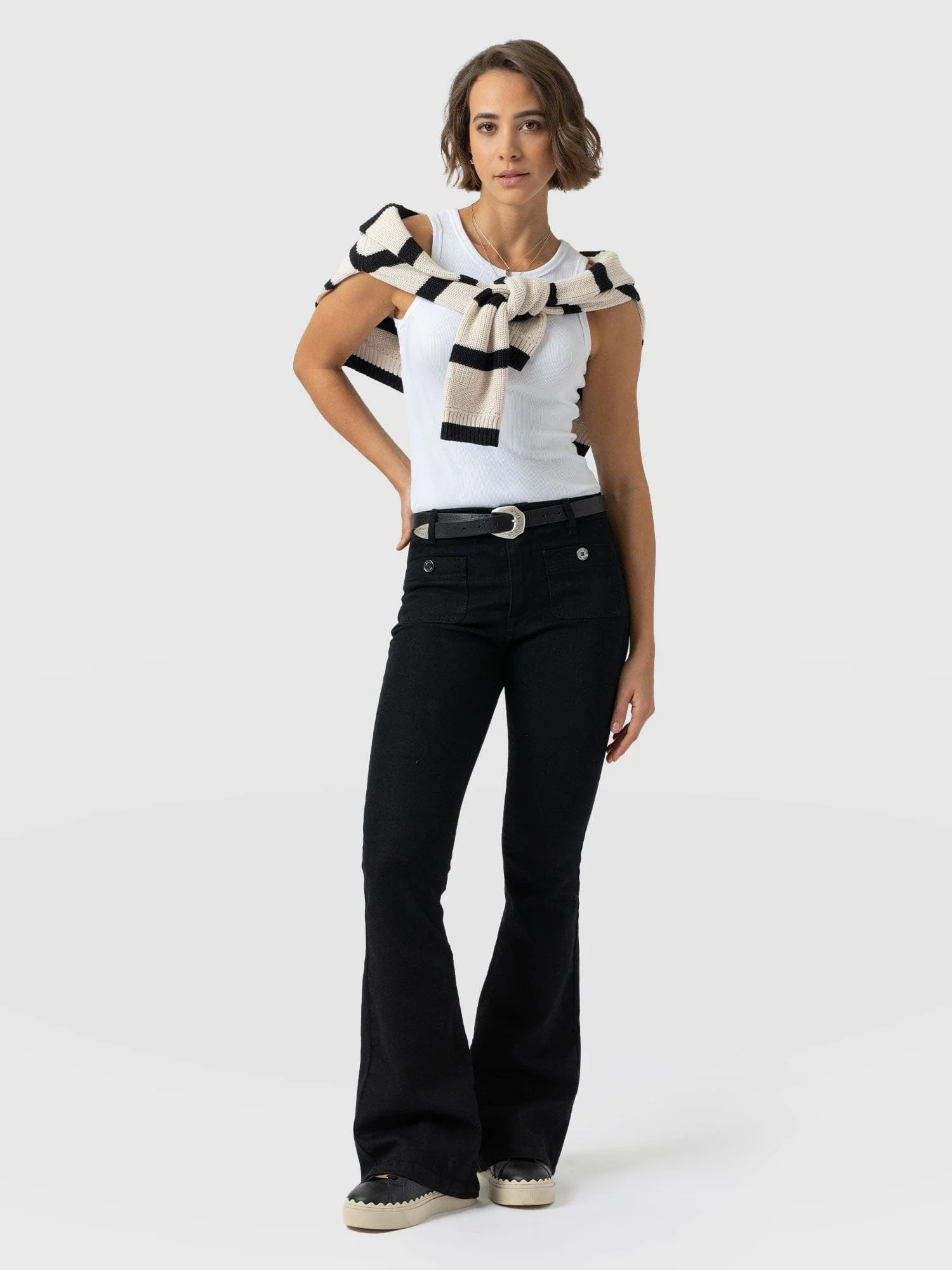 Bowie Stretch Flare Jeans - Black