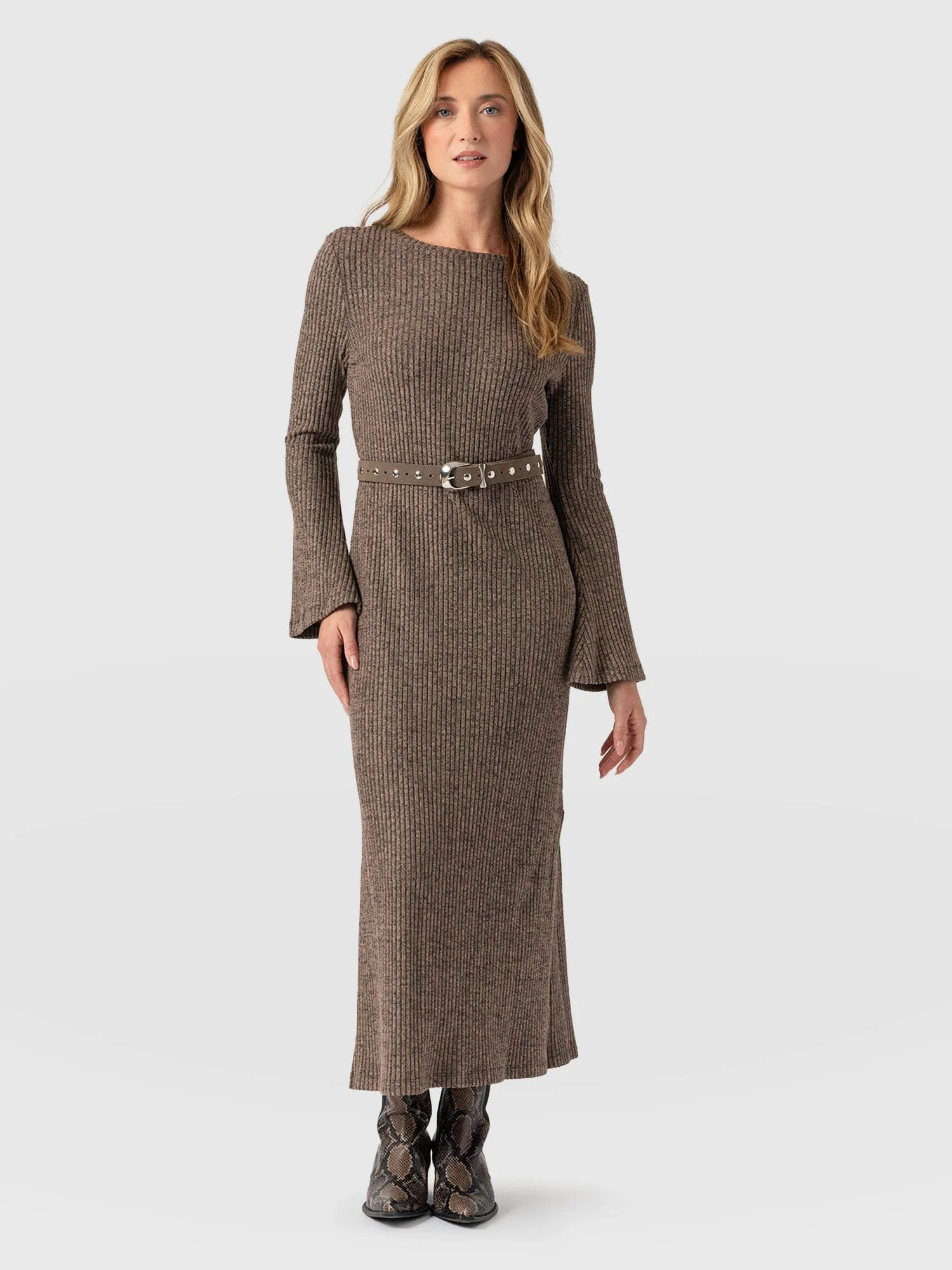 Callie Fluted Midi Dress - Beige 1 1402-callie-fluted-midi-dress-beige-1.webp