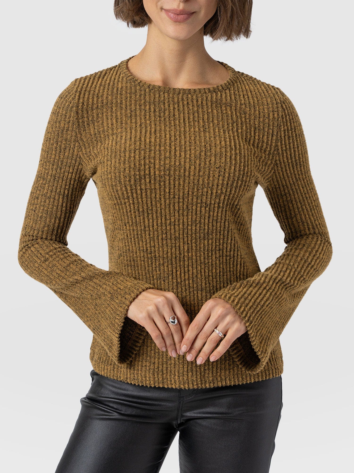 Callie Fluted Tee - Mustard Melange