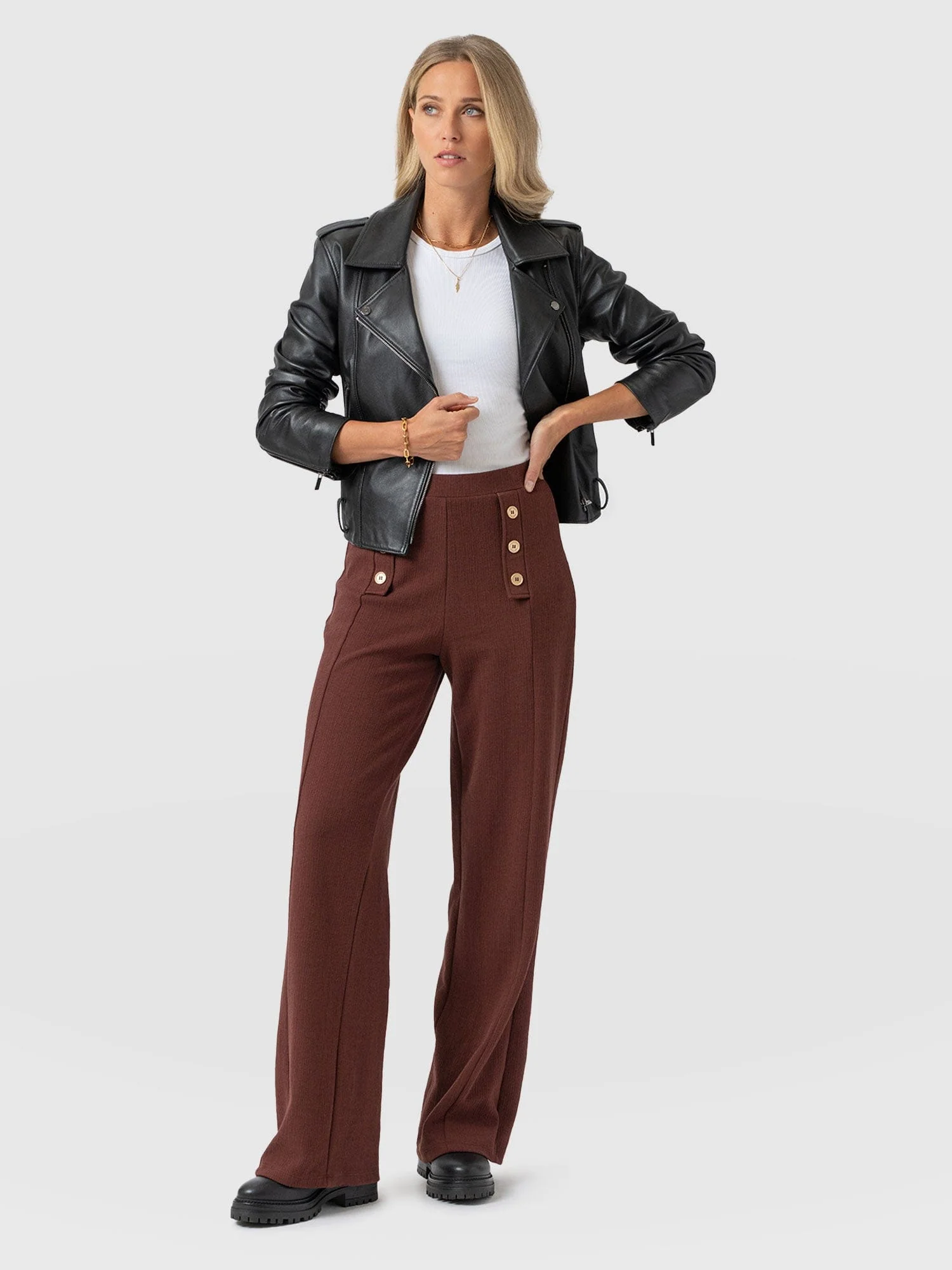 Chelsea Pant - Maroon Textured