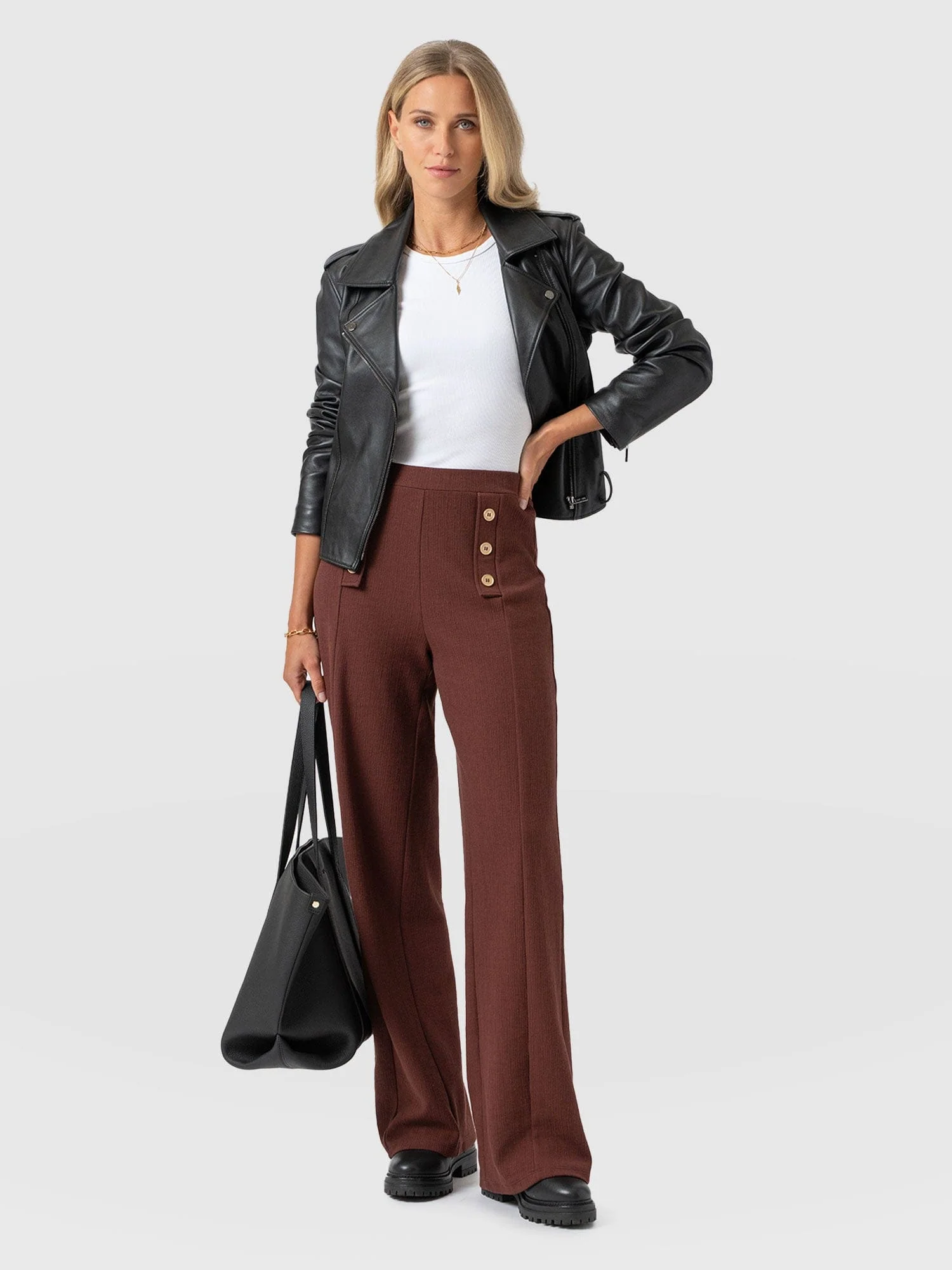 Chelsea Pant - Maroon Textured