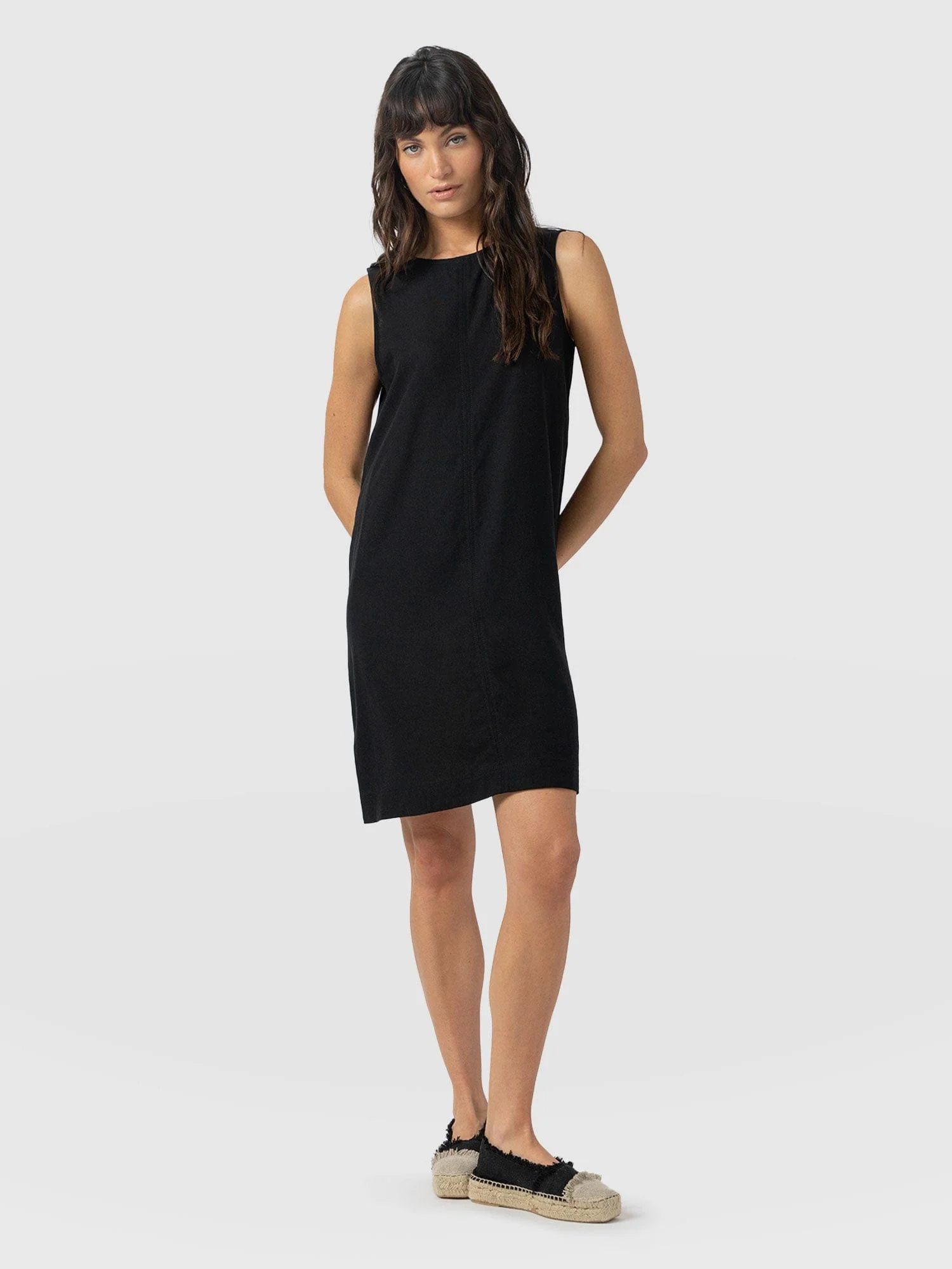 Corinne Linen Shift Dress - Black