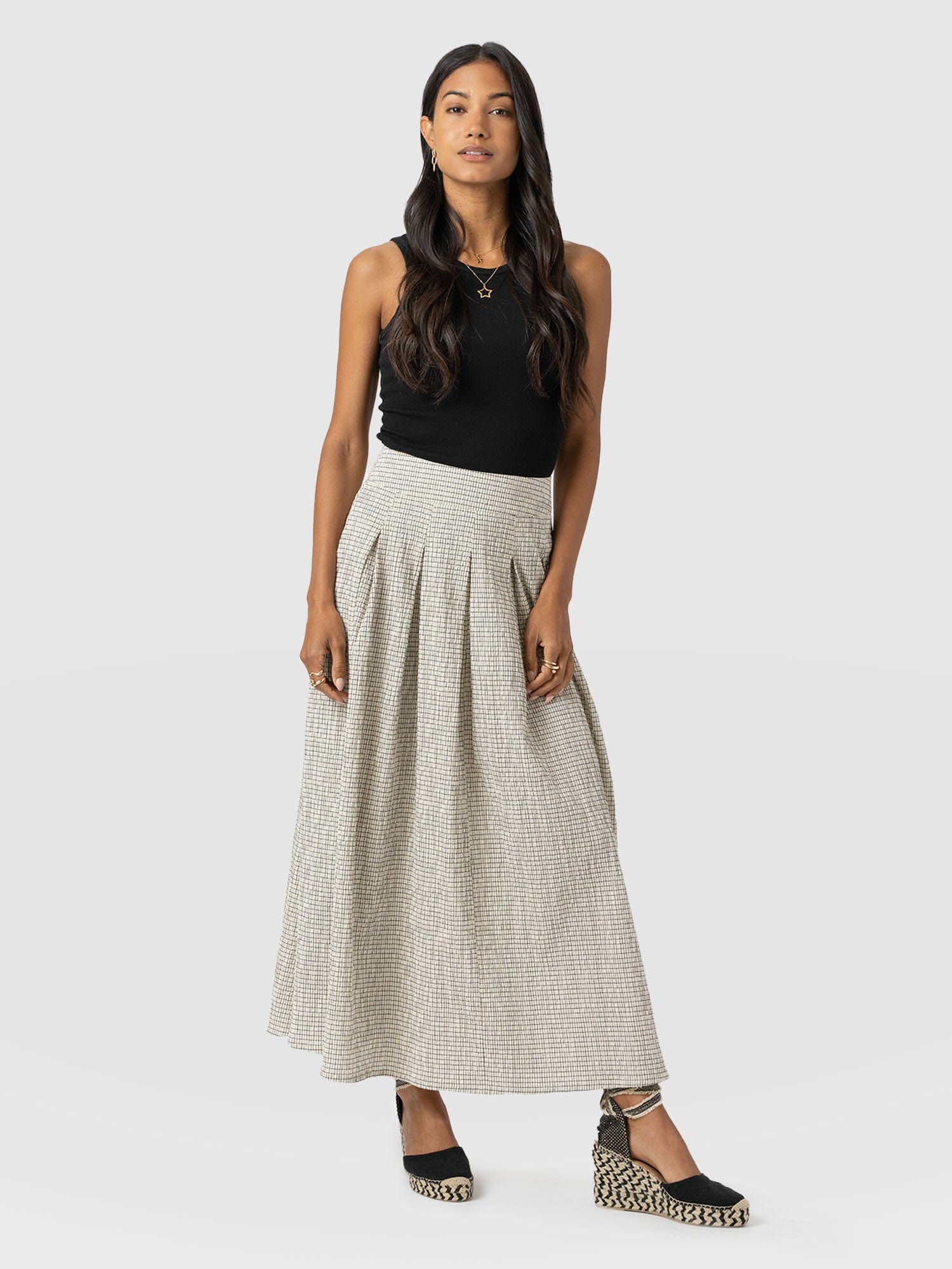 Eliza Pleated Skirt - Gingham