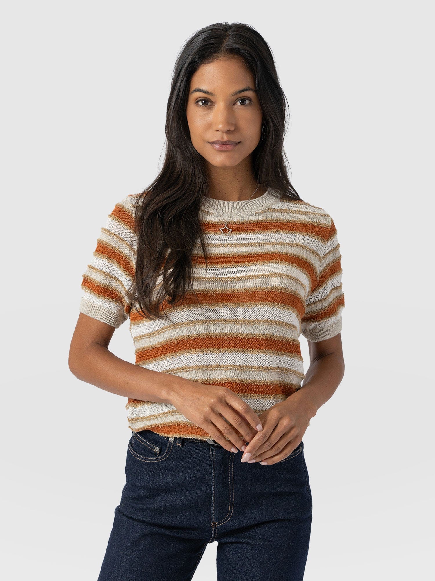 Fearne Knit Tee - Rust Stripe