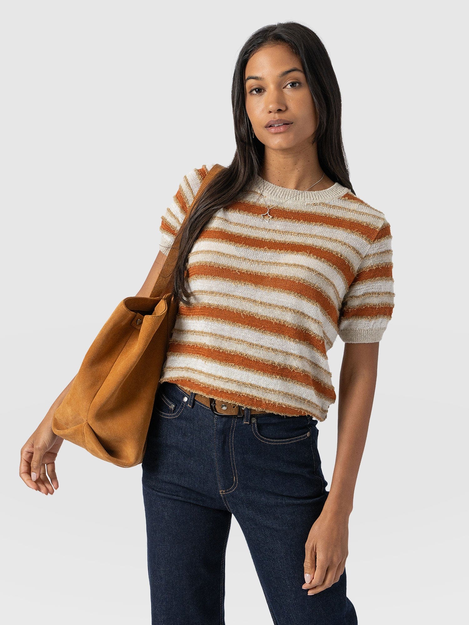Fearne Knit Tee - Rust Stripe