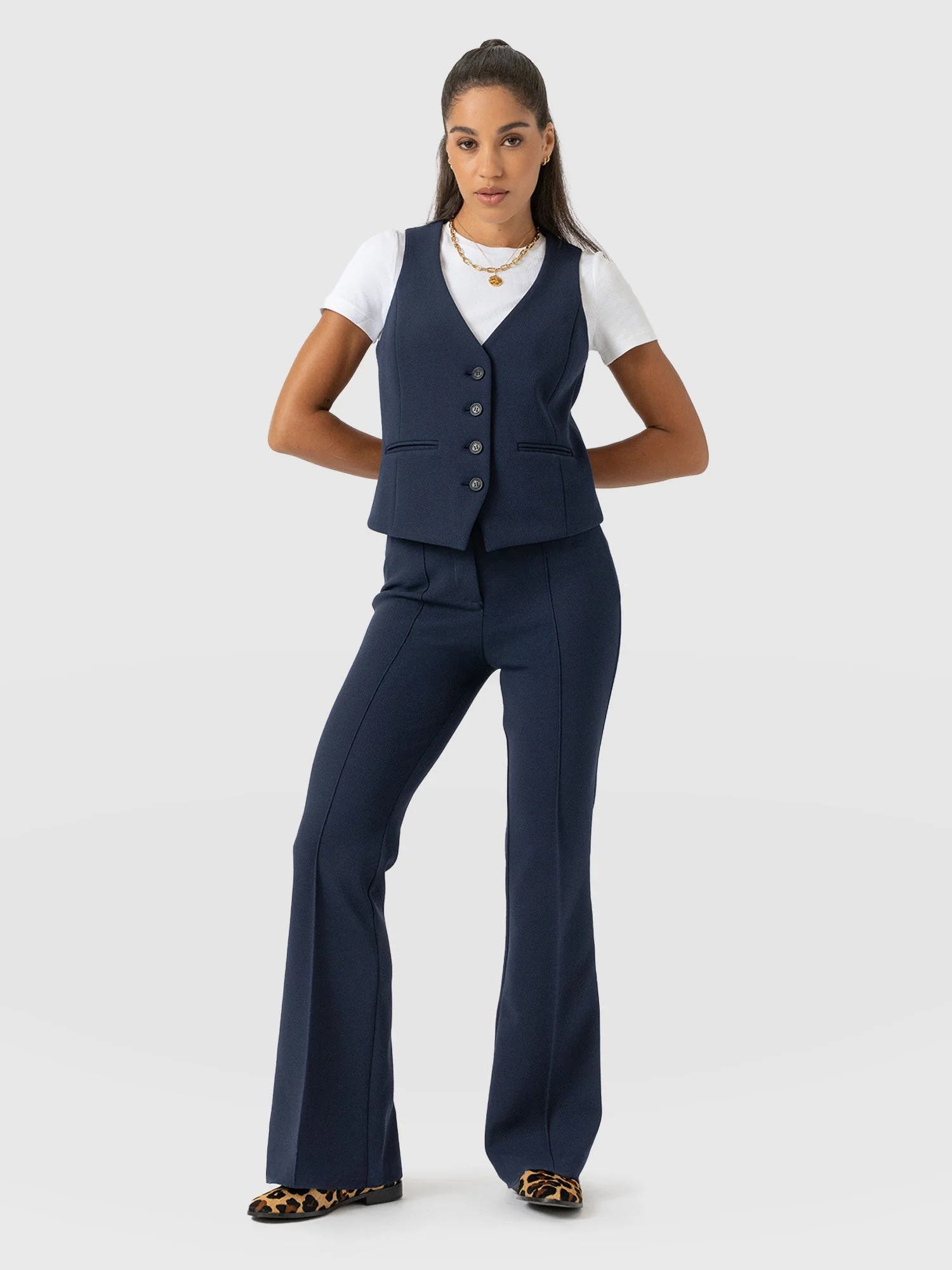 Freya Flared Pant - Navy