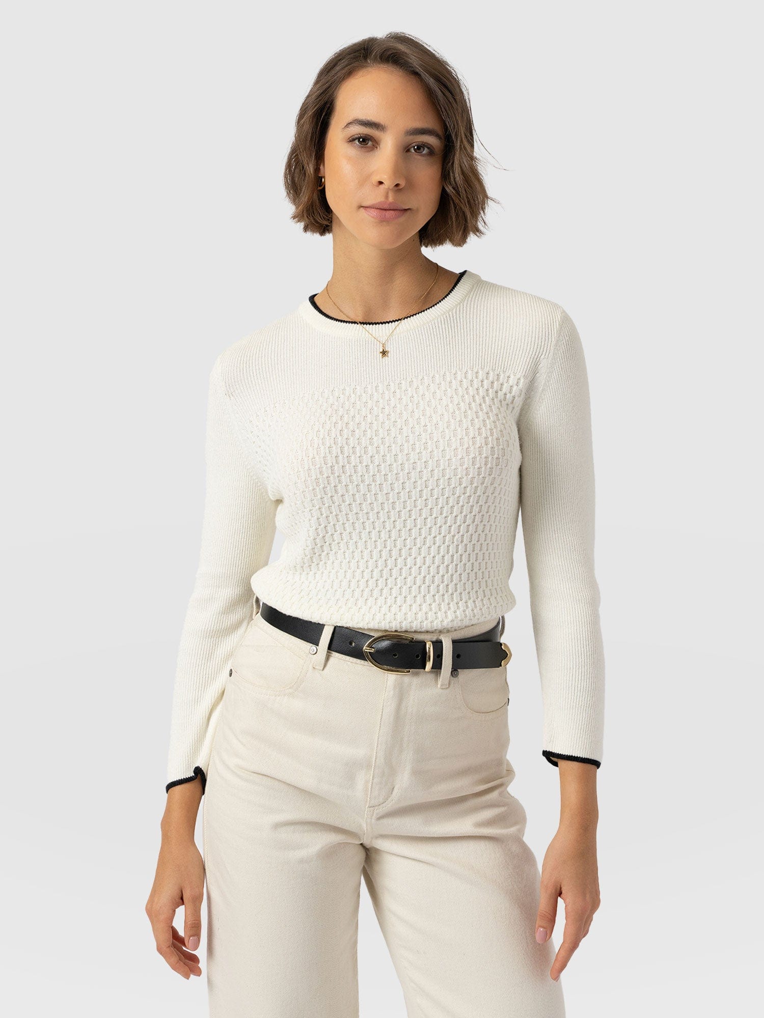 Honeycomb Rib Sweater - Cream