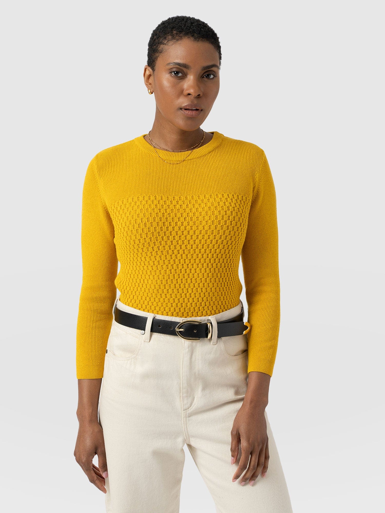 Honeycomb Rib Sweater - Yellow
