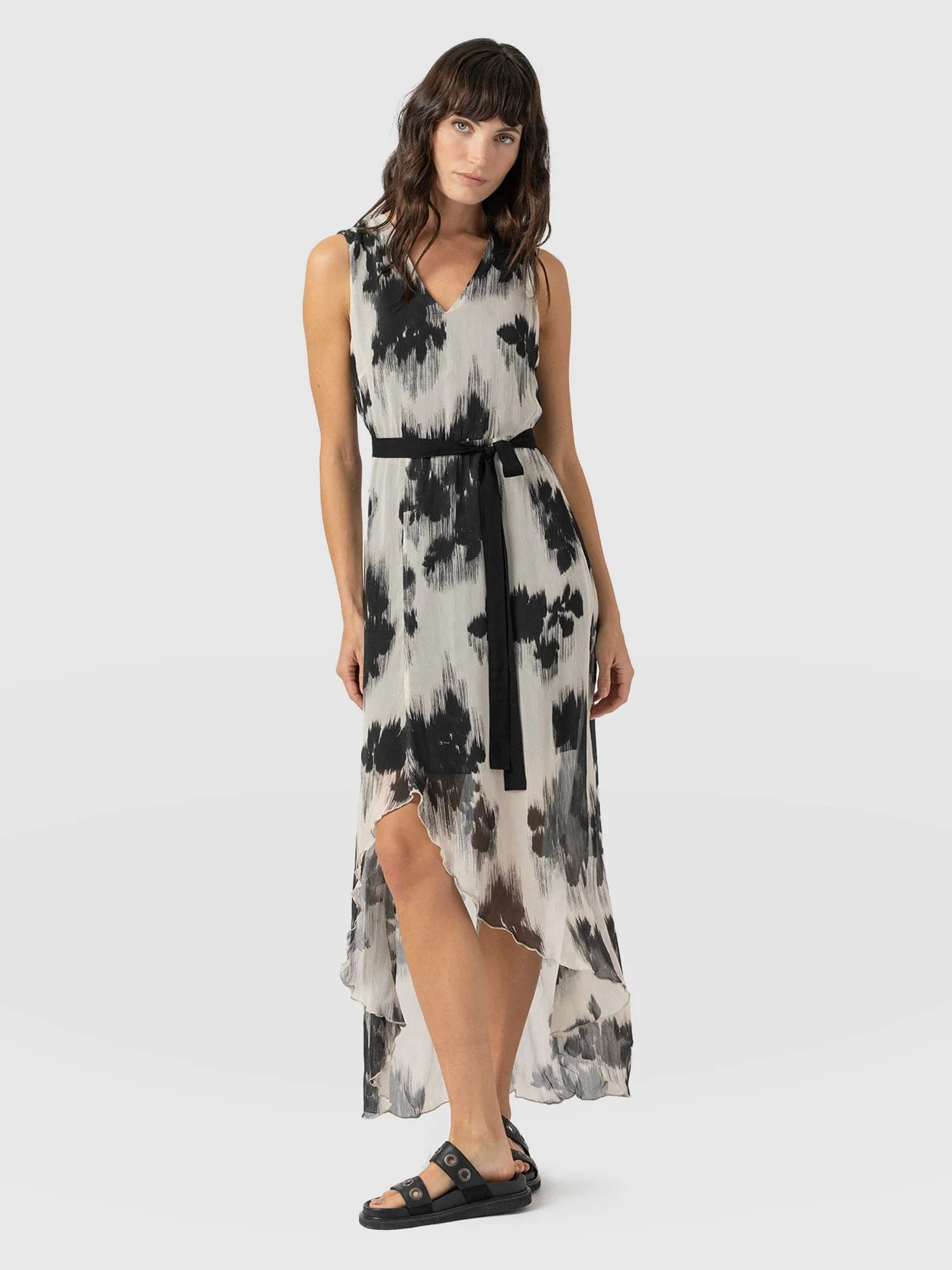 Lexi High Low Dress - White Fade Floral