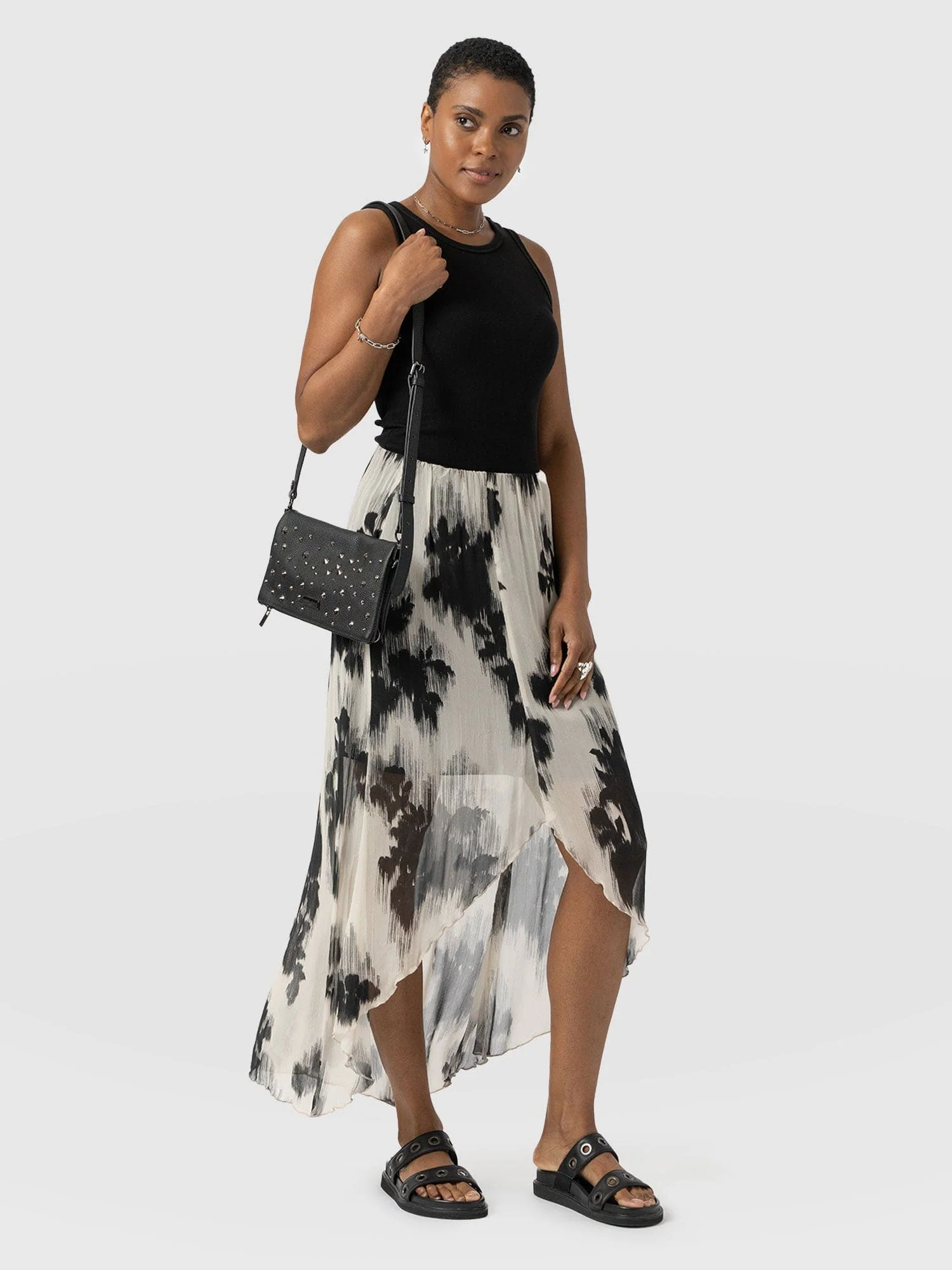 Lexi High Low Skirt - White Fade Floral