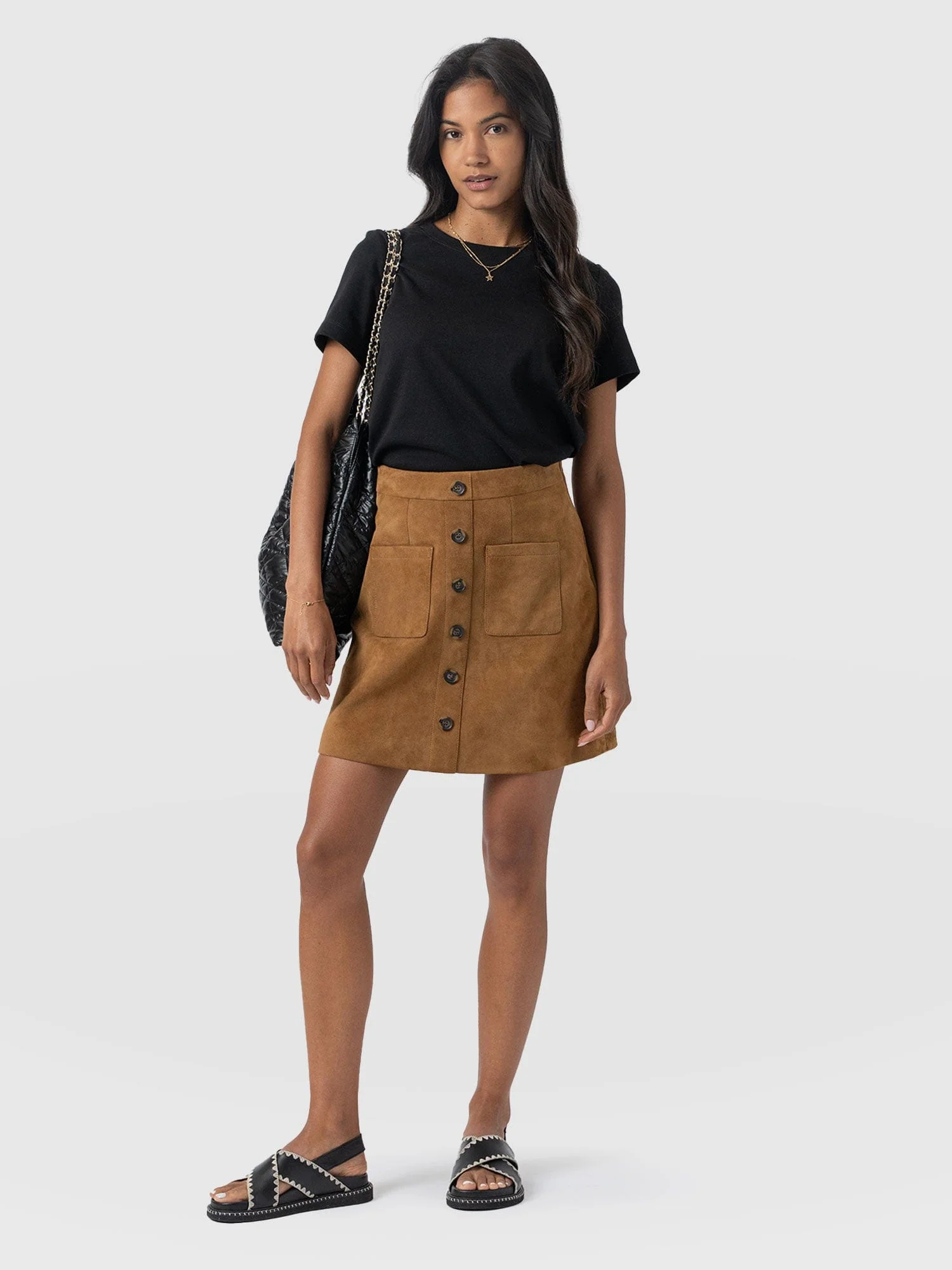 Luther Suede Mini Skirt - Camel