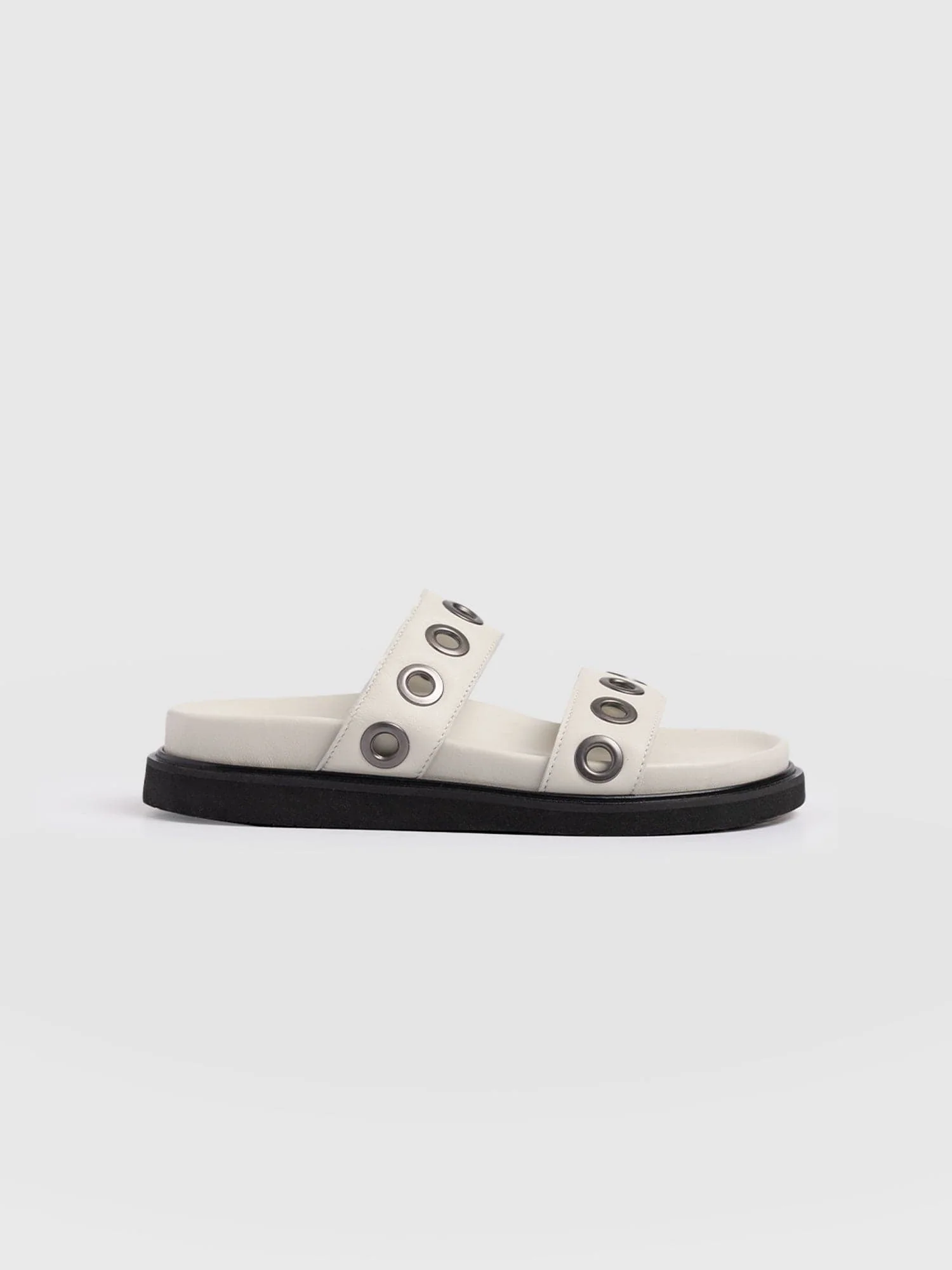 Madison Eyelet Slides - Cream