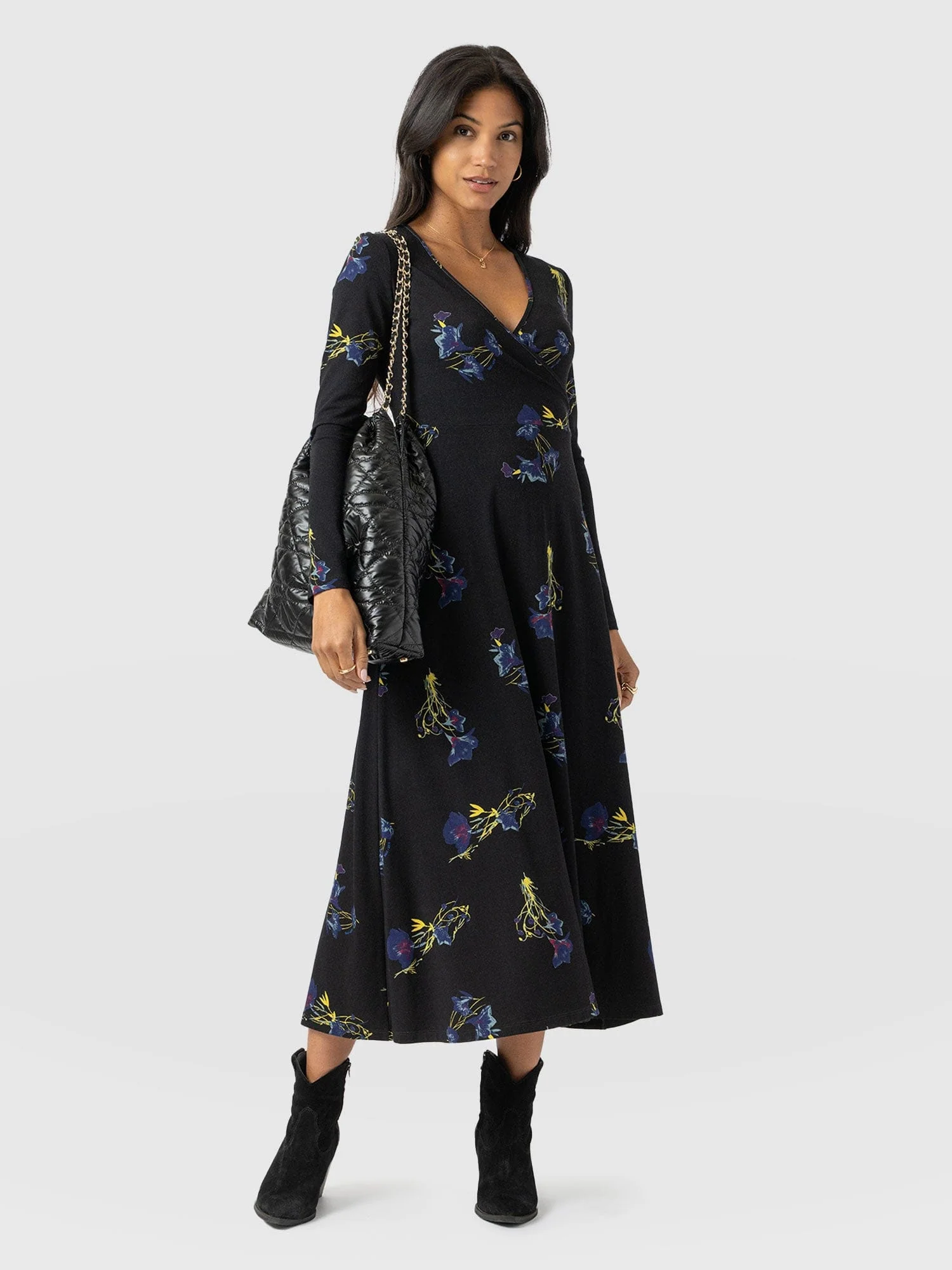 Maggie Wrap Midi Dress - Blue Lily Gardens