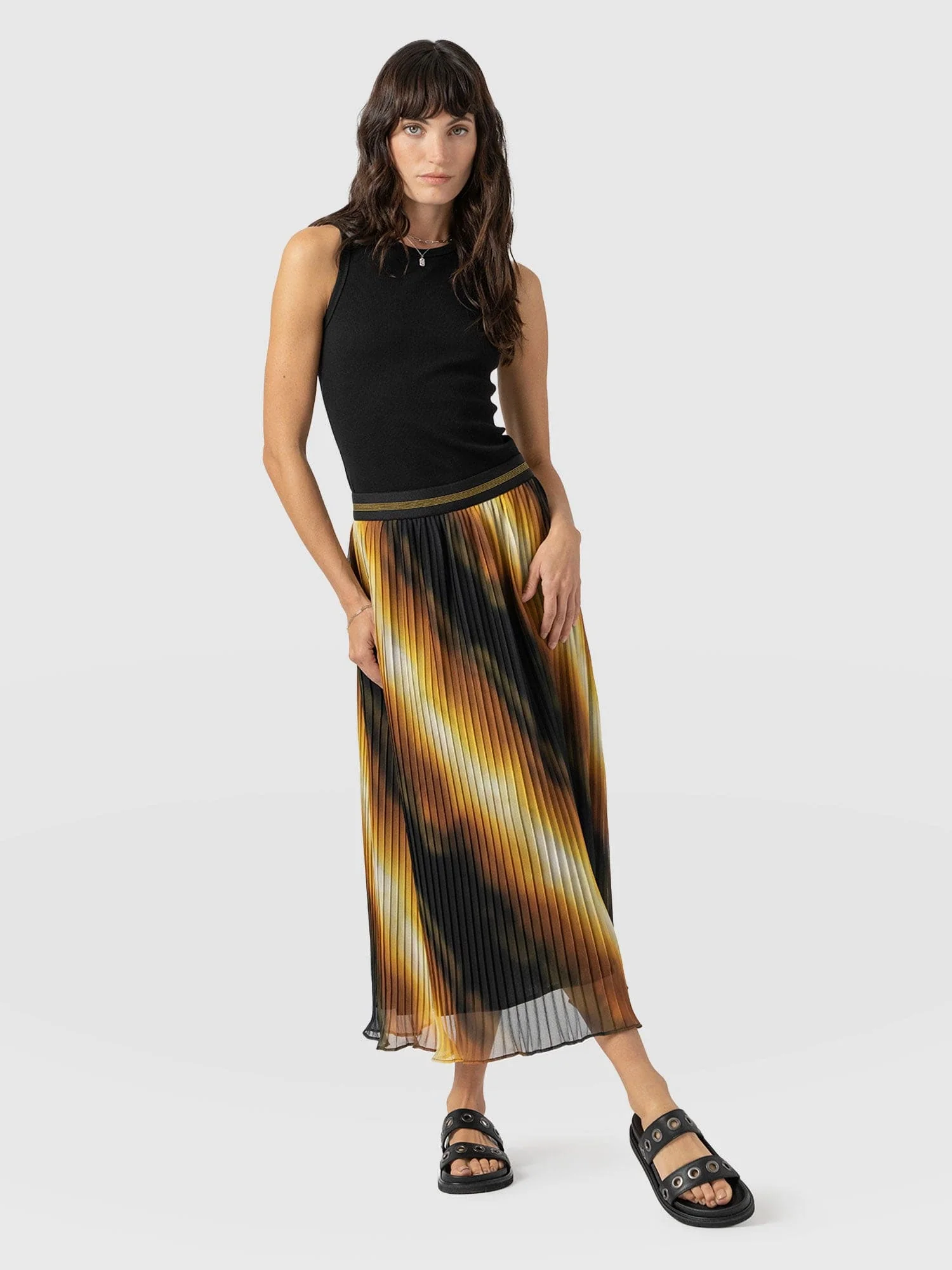 Aria Pleated Skirt  - Yellow Gradient