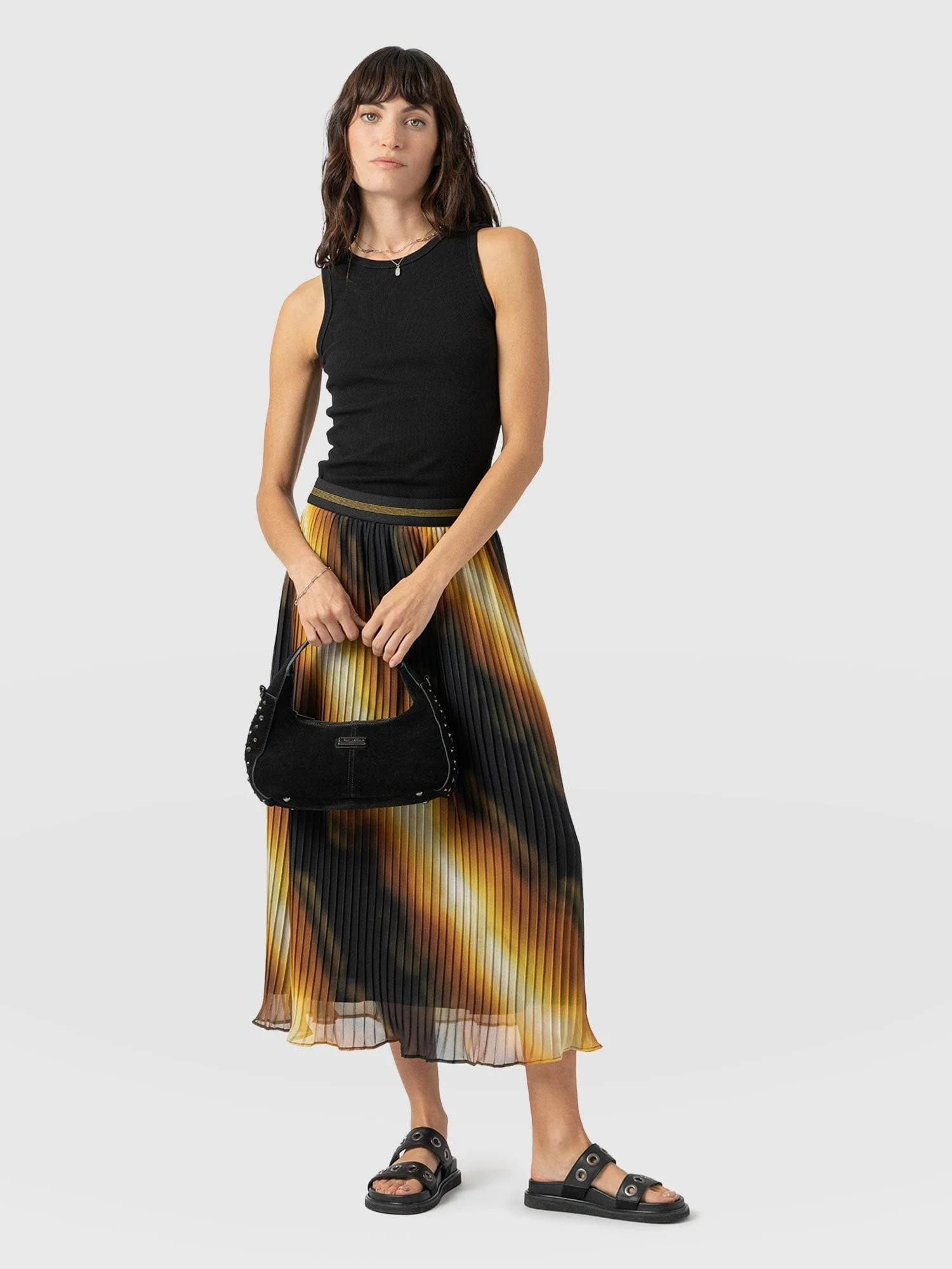 Aria Pleated Skirt  - Yellow Gradient