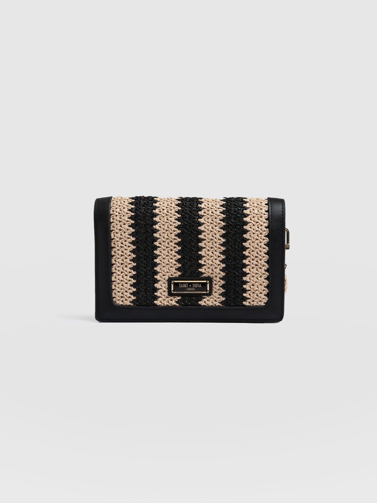 Primrose Wallet on Chain - Beige/Black Raffia