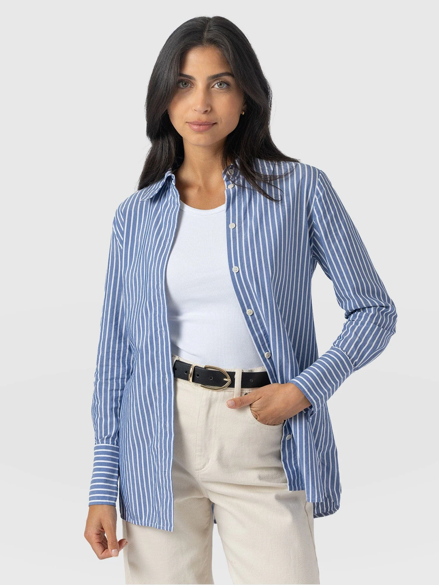 Reagan Tie Shirt - Blue Stripe