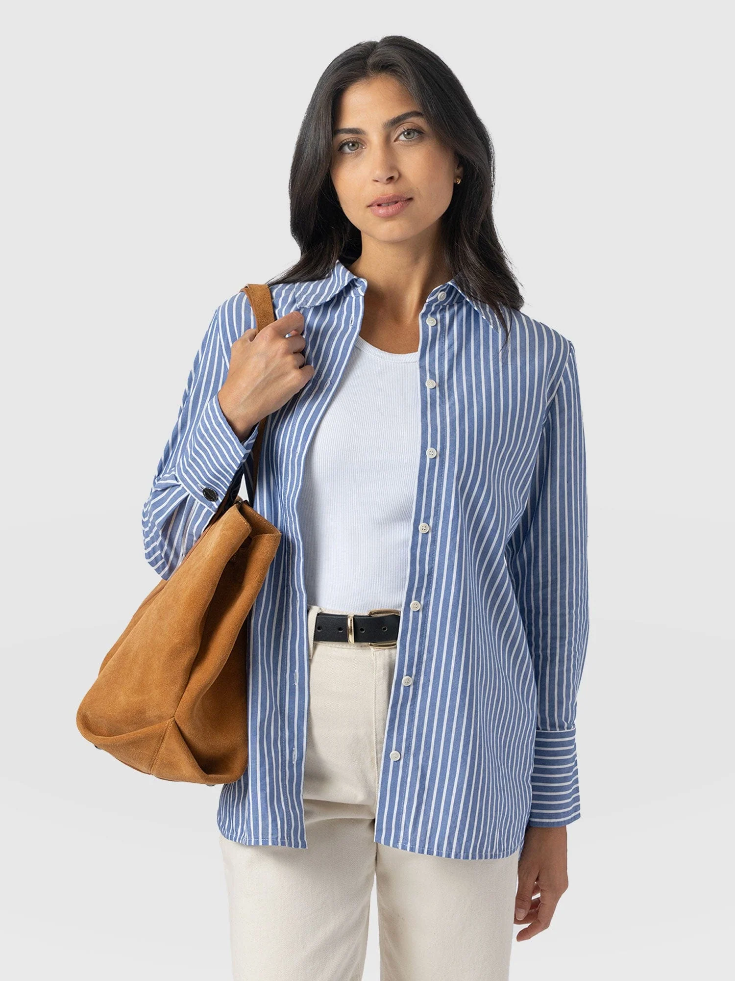 Reagan Tie Shirt - Blue Stripe