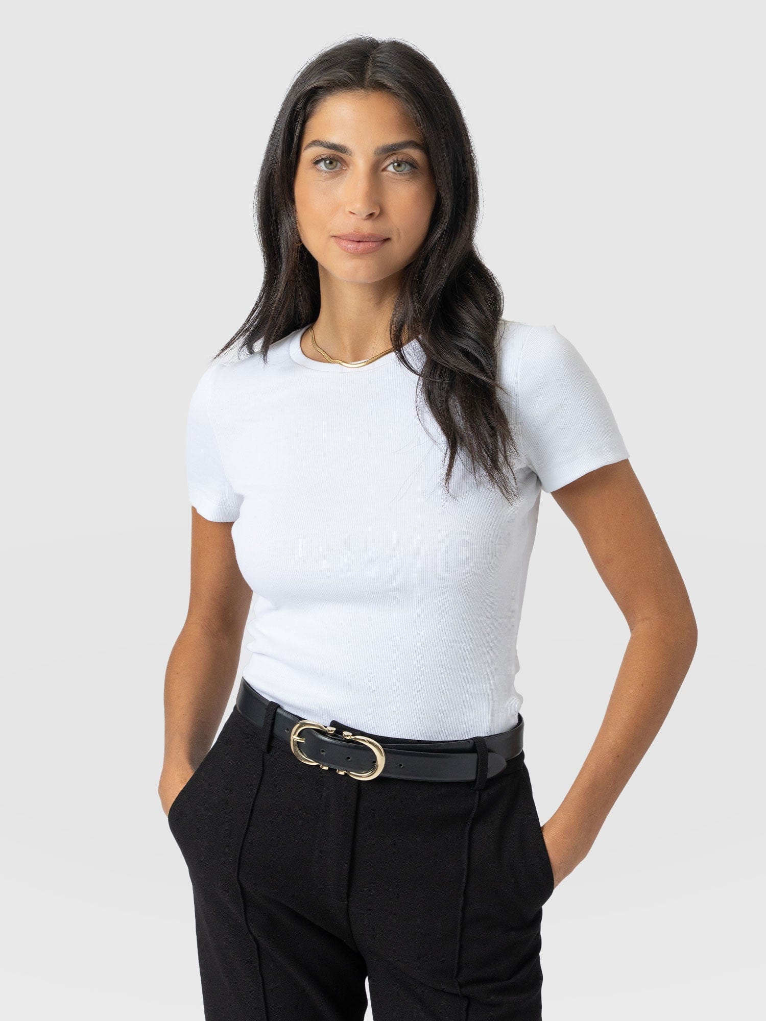 Ribbed Short Sleeve Tee - White 1 5698-ribbed-short-sleeve-tee-white-1.jpg