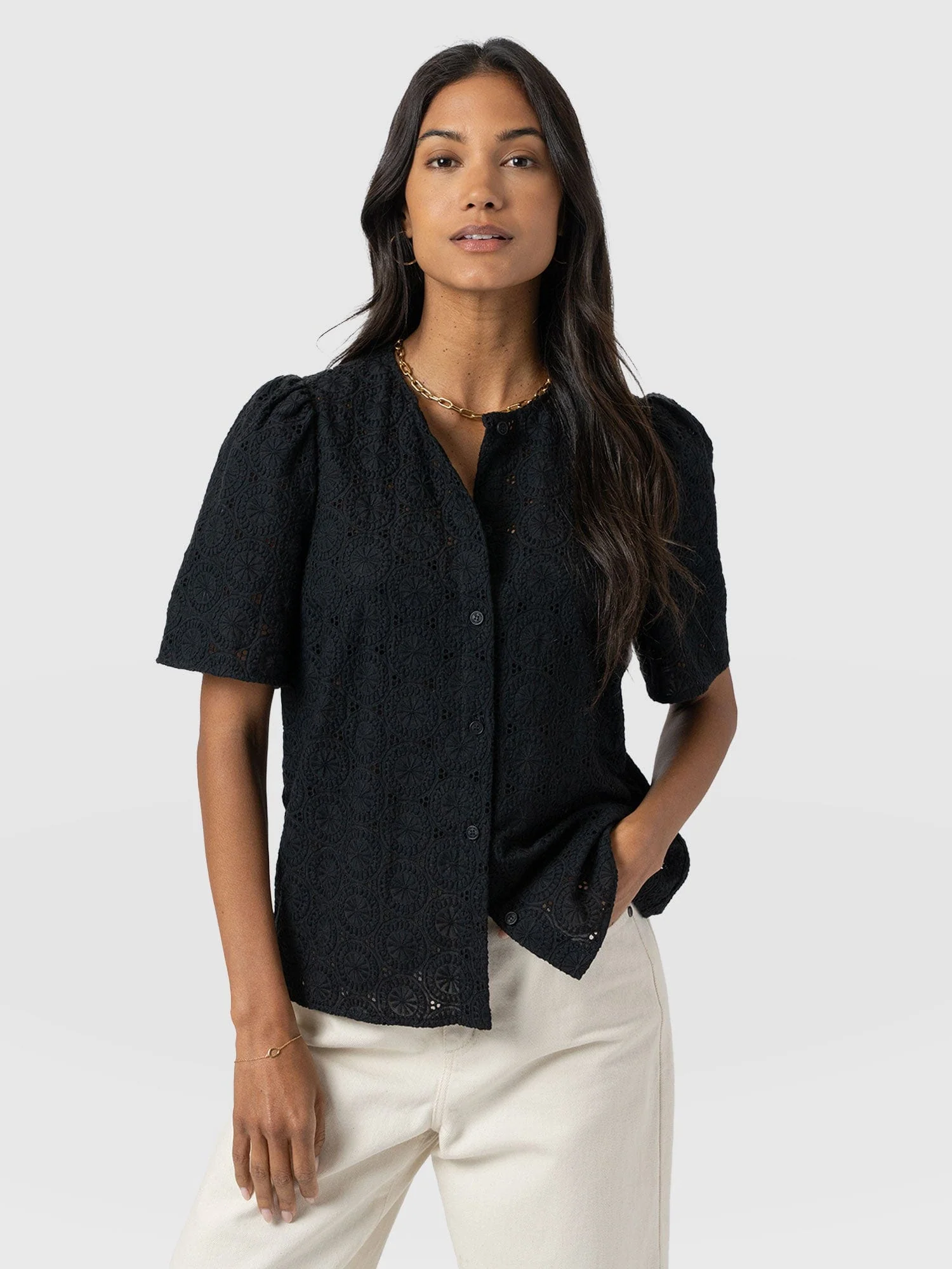 Tabitha Short Sleeve Blouse - Black
