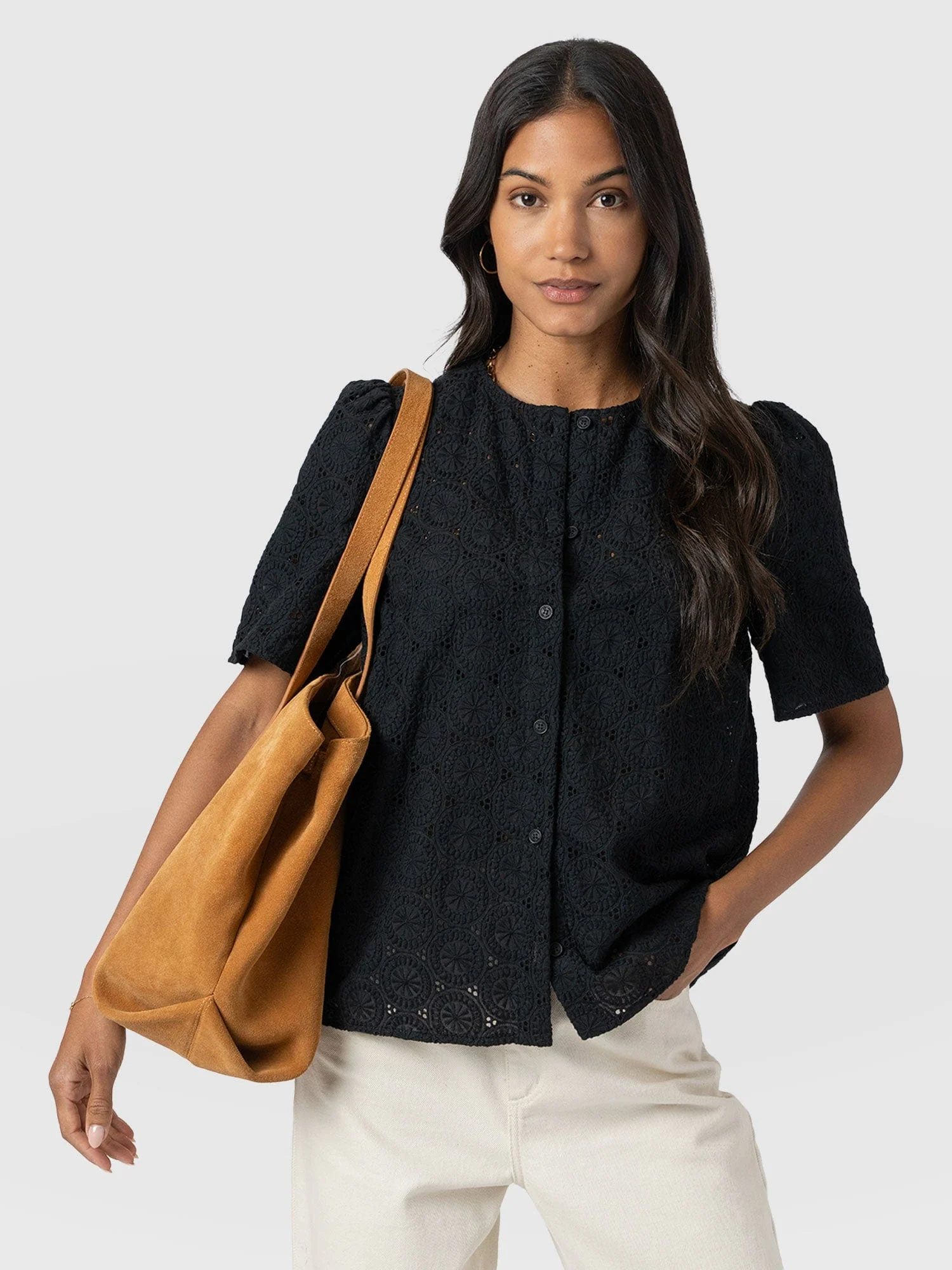 Tabitha Short Sleeve Blouse - Black