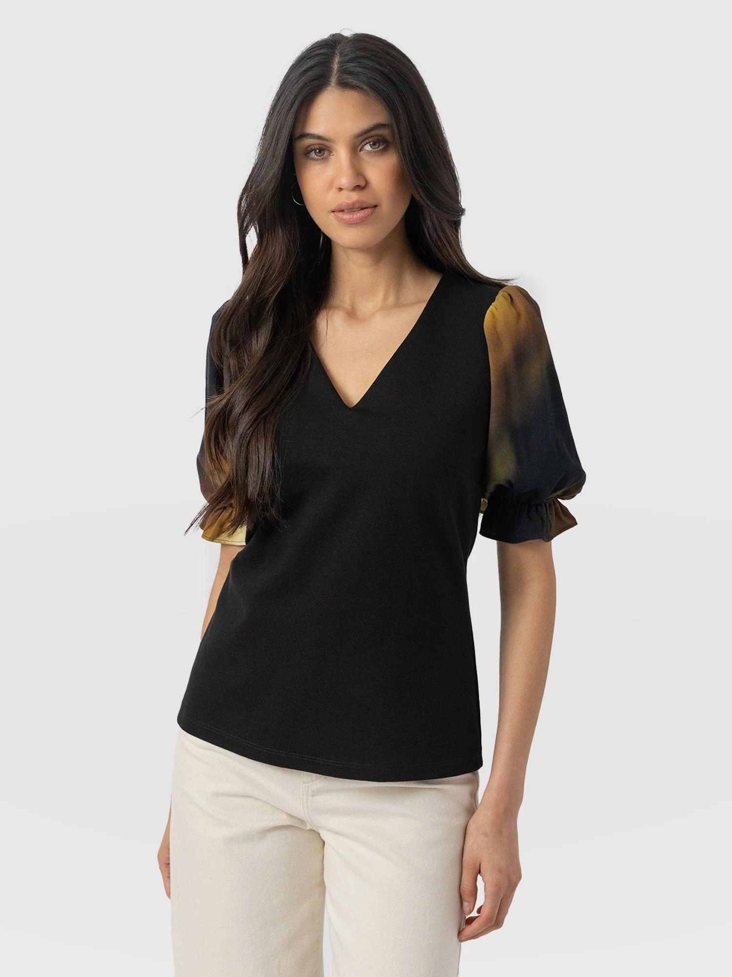 Tori Puff Sleeve Top - Yellow Gradient