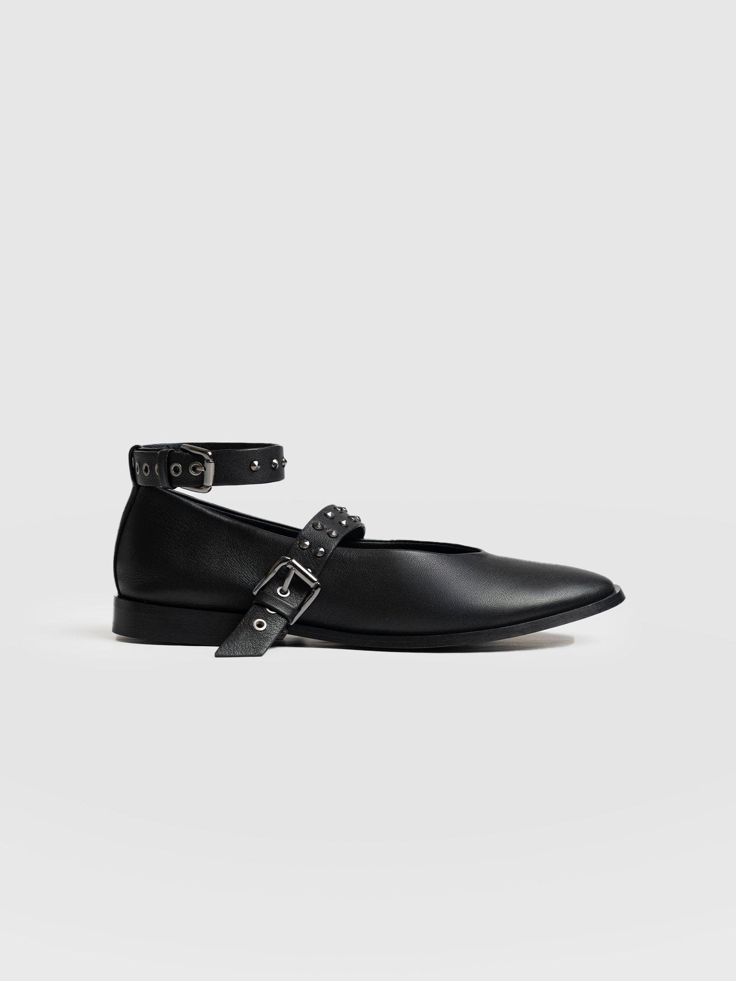 Vega Studded Ballerina Flats - Black