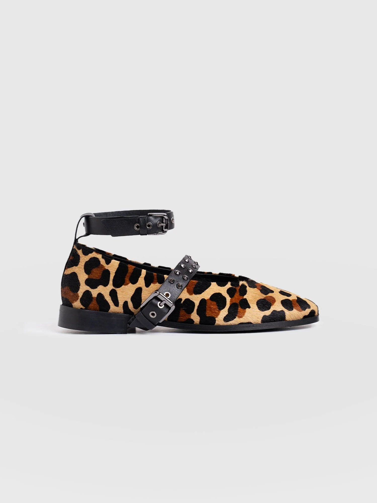 Vega Studded Ballerina Flats - Leopard