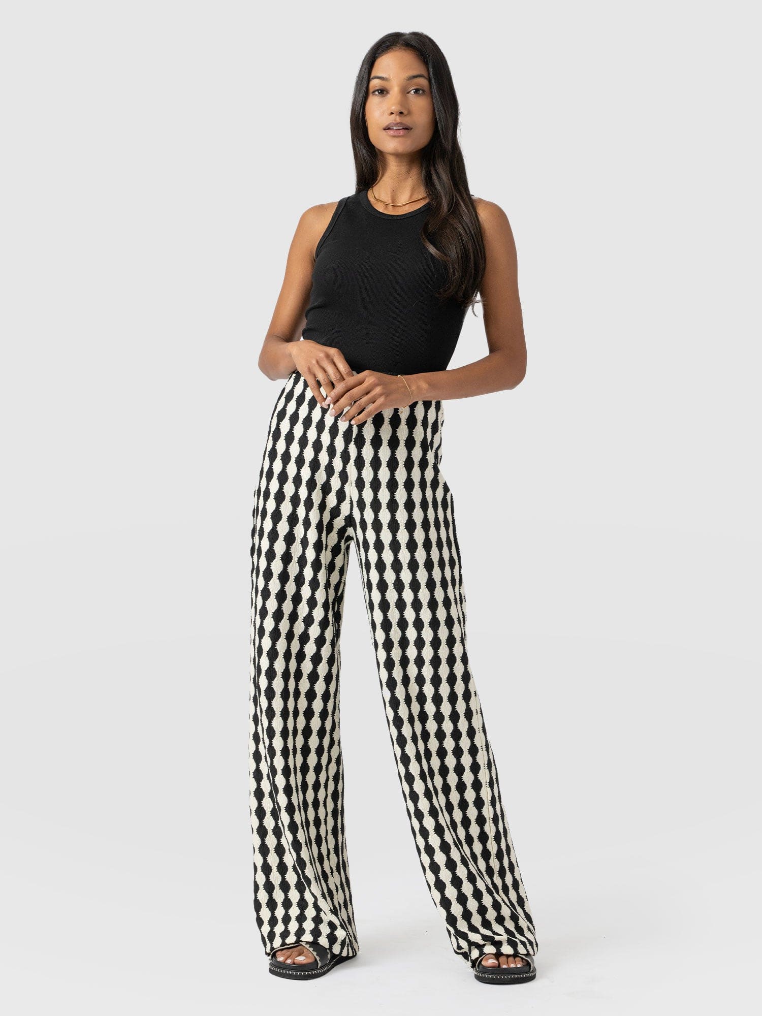 Victory Wide Leg Pant - Black/Cream