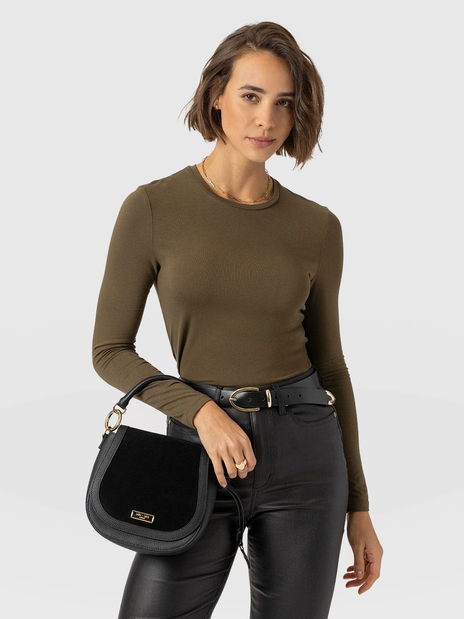 Austen Crew Neck Long Sleeve Tee - Khaki