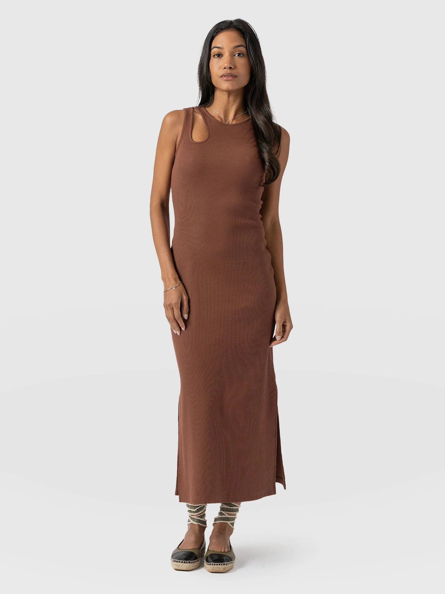 Axel Cut Out Dress - Russet Brown
