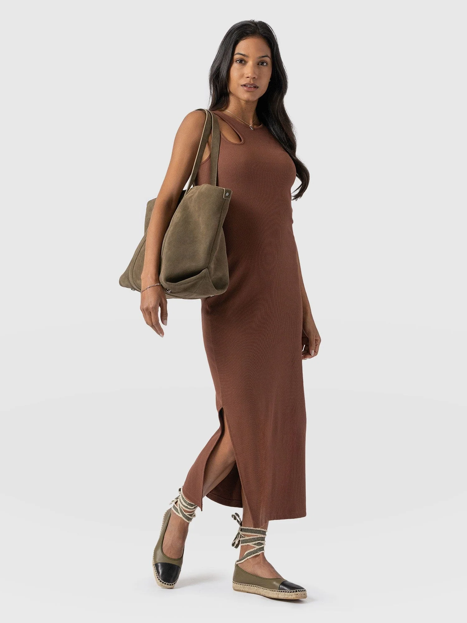 Axel Cut Out Dress - Russet Brown