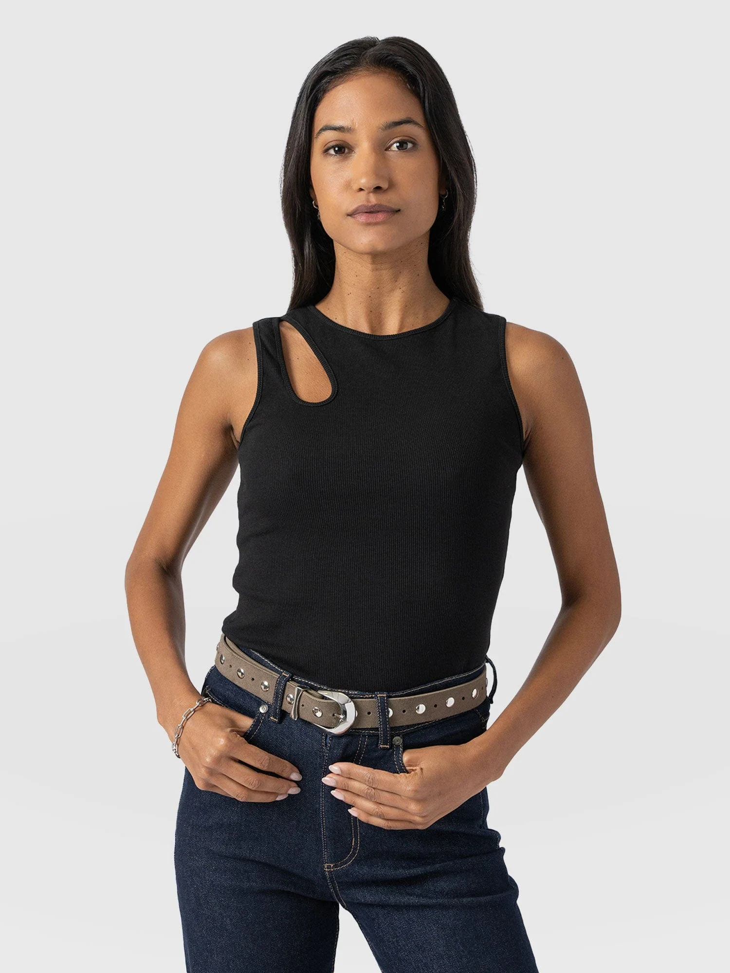 Axel Cut Out Vest - Black